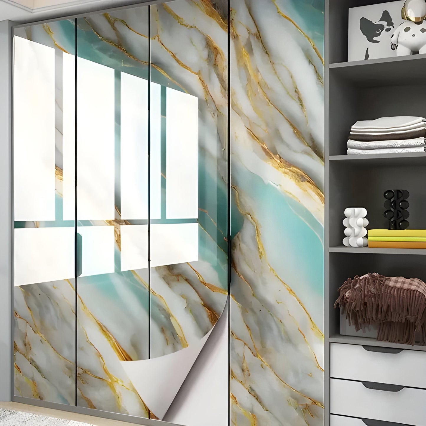 Sky Gold Marble Wallpaper Stickers - Macmlone