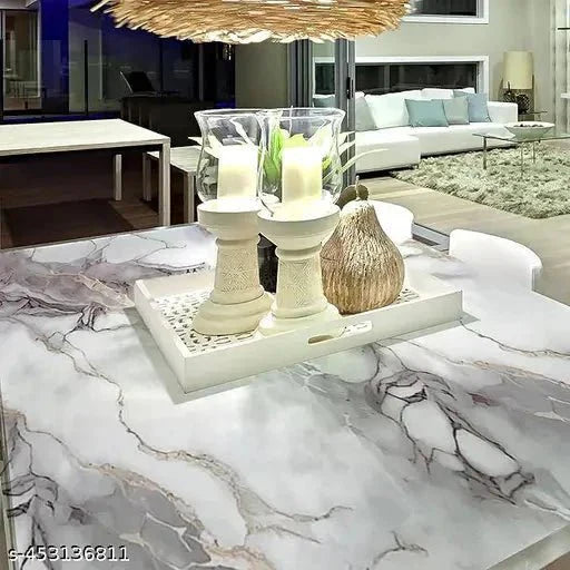 Cream Cloudstone Marble Adhesive Decor Sticker (6.5 Feet X 2 Feet) - Macmlone