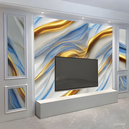 Golden and Blue Marble Wallpaper Stickers - Macmlone