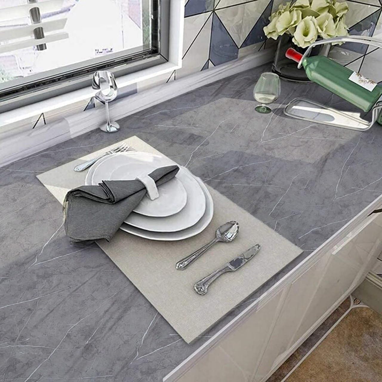 Gray Marble Wallpaper Stickers - Macmlone