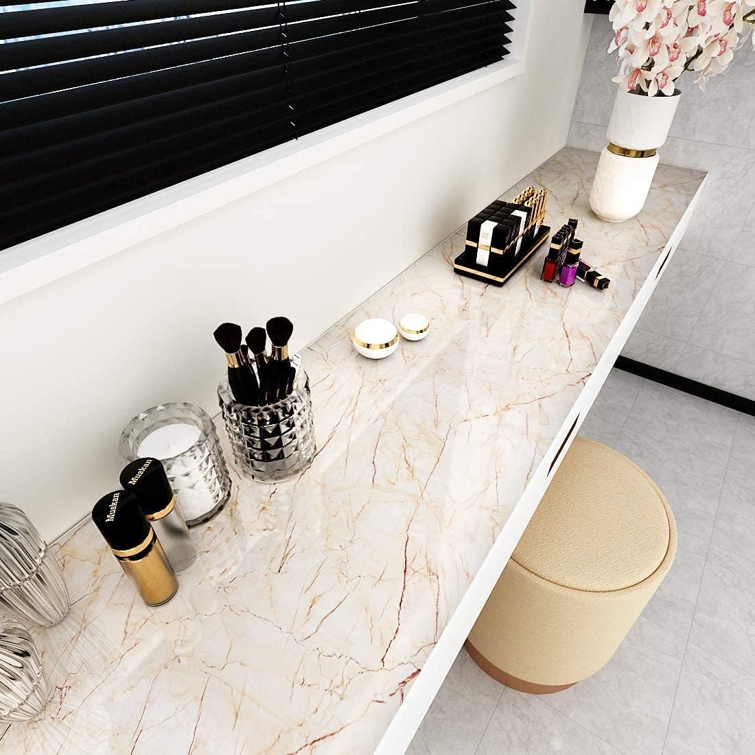 Nareval Cream Marble Wallpaper Stickers - Macmlone