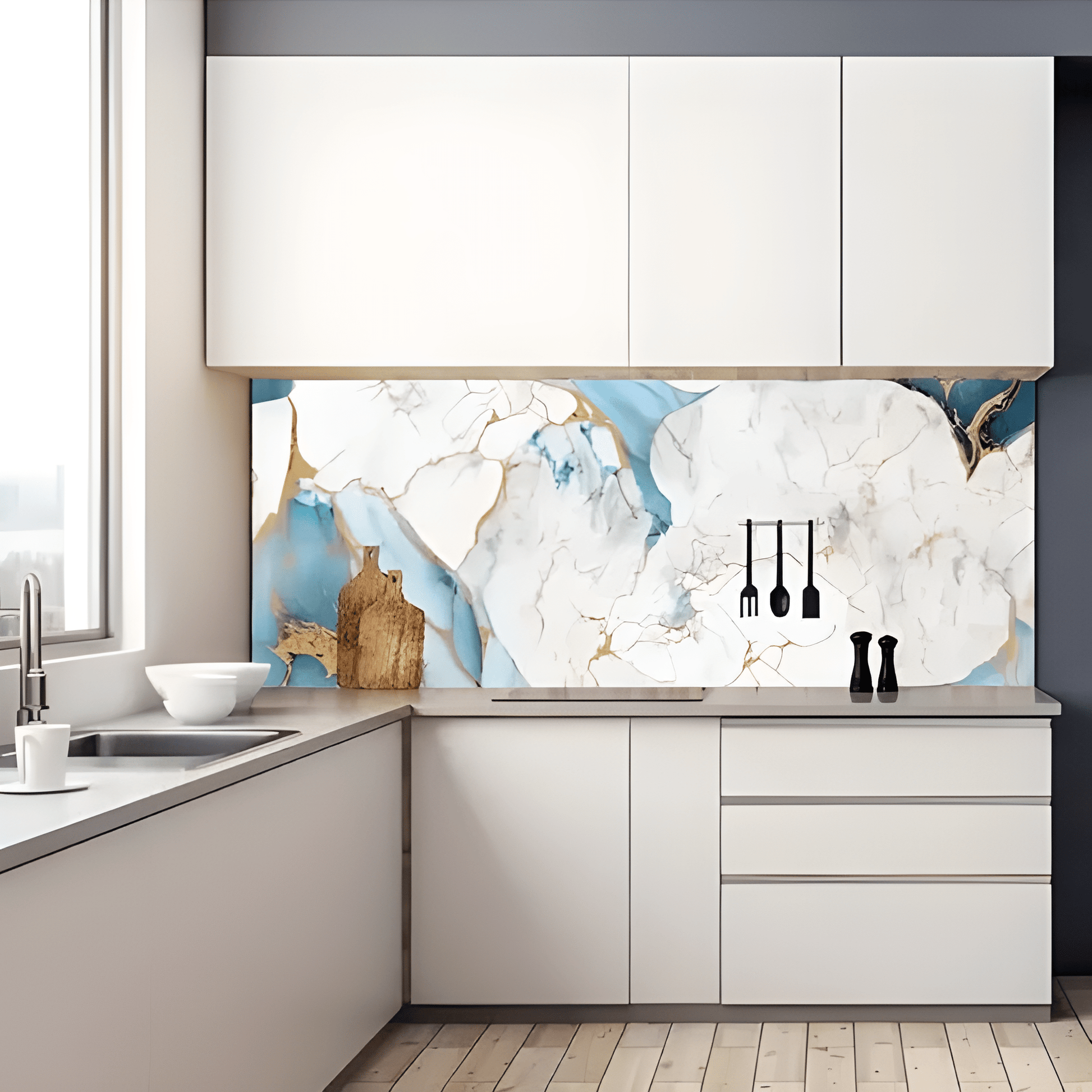 Ocean Effect Marble Decor Sticker (6.5 Feet X 2 Feet) - Macmlone