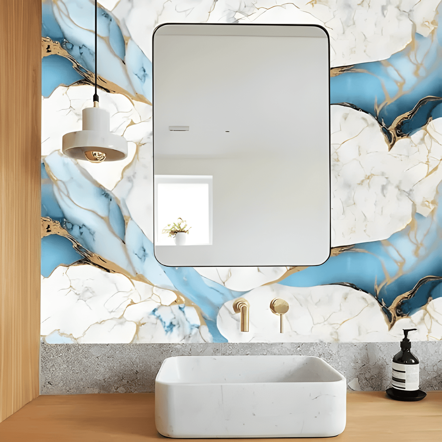 Ocean Effect Marble Decor Sticker (6.5 Feet X 2 Feet) - Macmlone