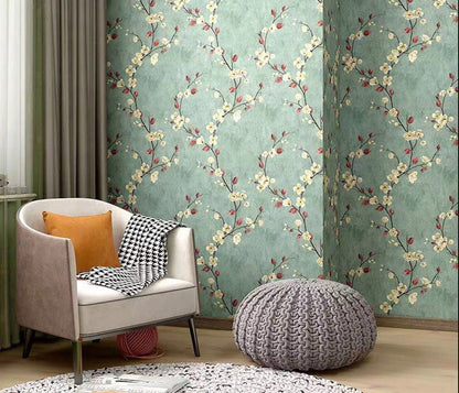 Pringo Floral & Botanical Green wallpaper Sticker (16.5 Feet X 1.5 Feet ) - Macmlone