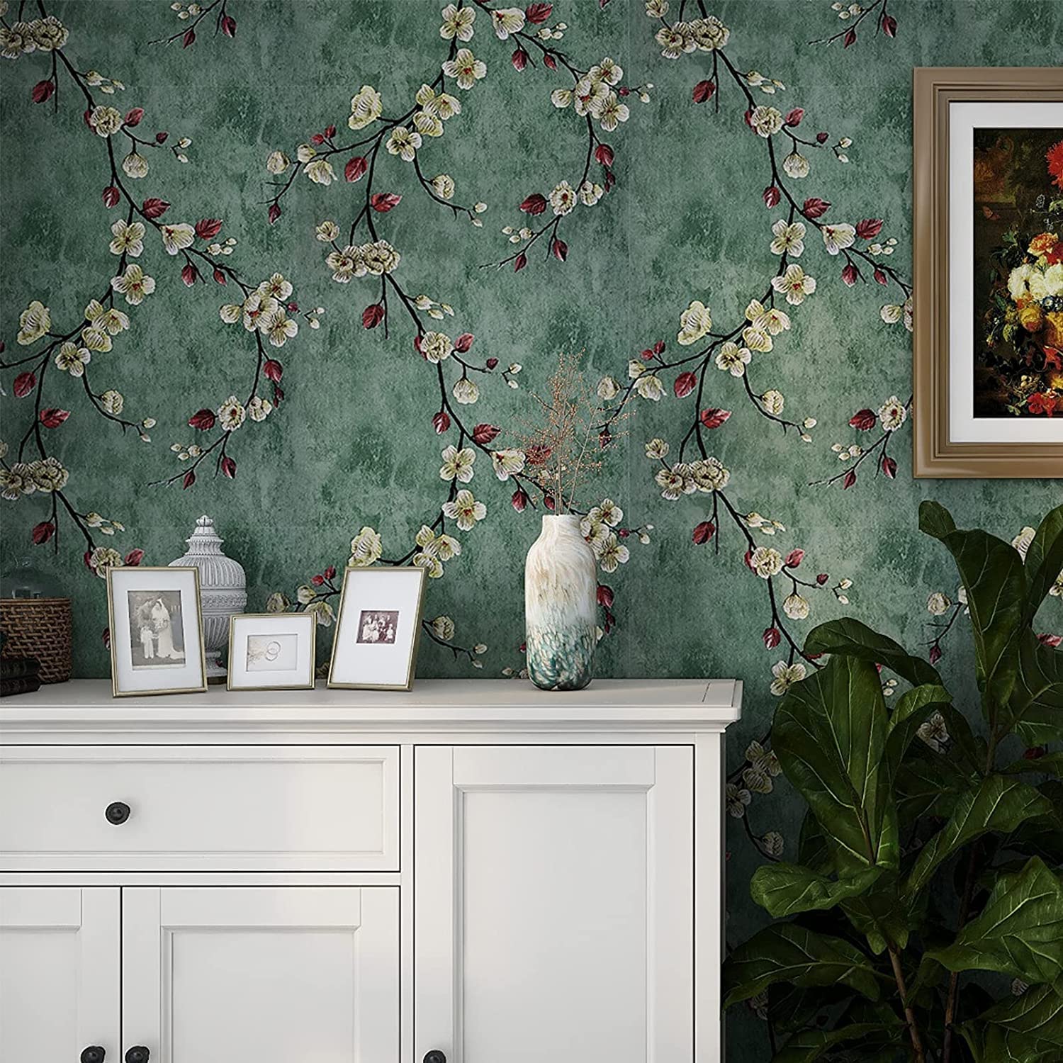 Pringo Floral & Botanical Green wallpaper Sticker (16.5 Feet X 1.5 Feet ) - Macmlone