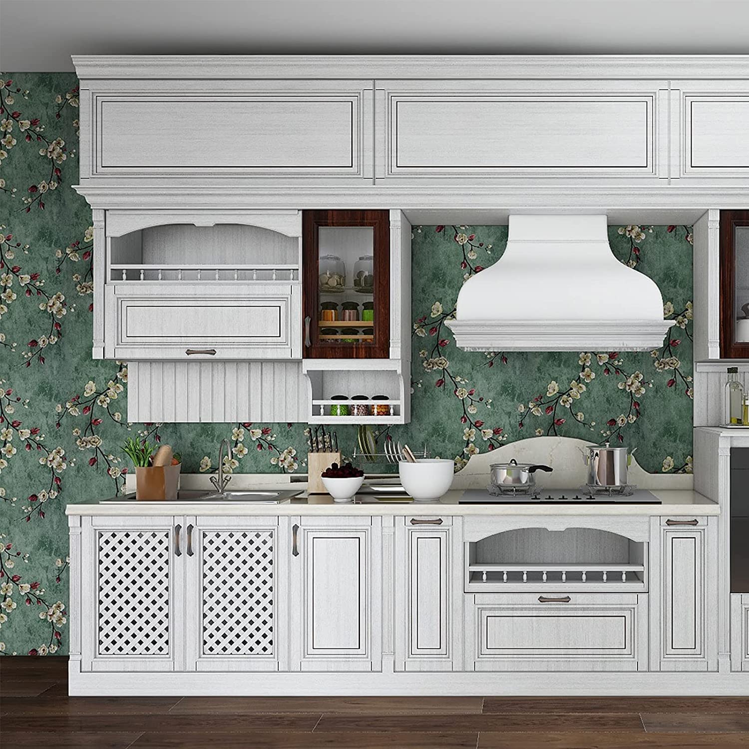 Pringo Floral & Botanical Green wallpaper Sticker (16.5 Feet X 1.5 Feet ) - Macmlone