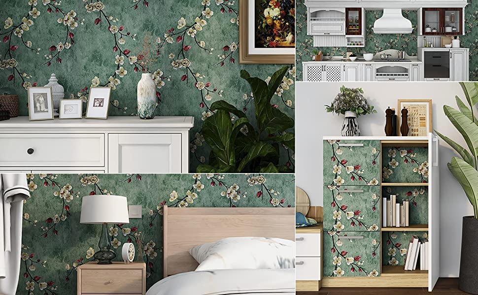 Pringo Floral & Botanical Green wallpaper Sticker (16.5 Feet X 1.5 Feet ) - Macmlone