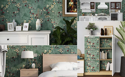 Pringo Floral & Botanical Green wallpaper Sticker (16.5 Feet X 1.5 Feet ) - Macmlone