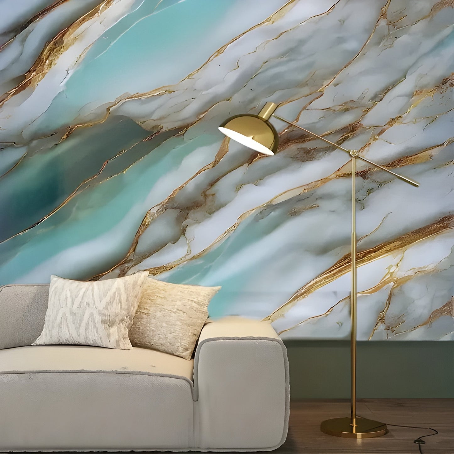 Sky Gold Marble Wallpaper Stickers - Macmlone