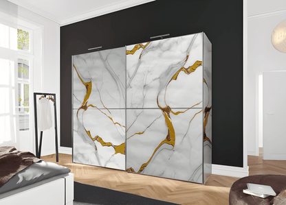 White & Gold Veins Marble Decor Sticker (6.5 Feet X 2 Feet) - Macmlone