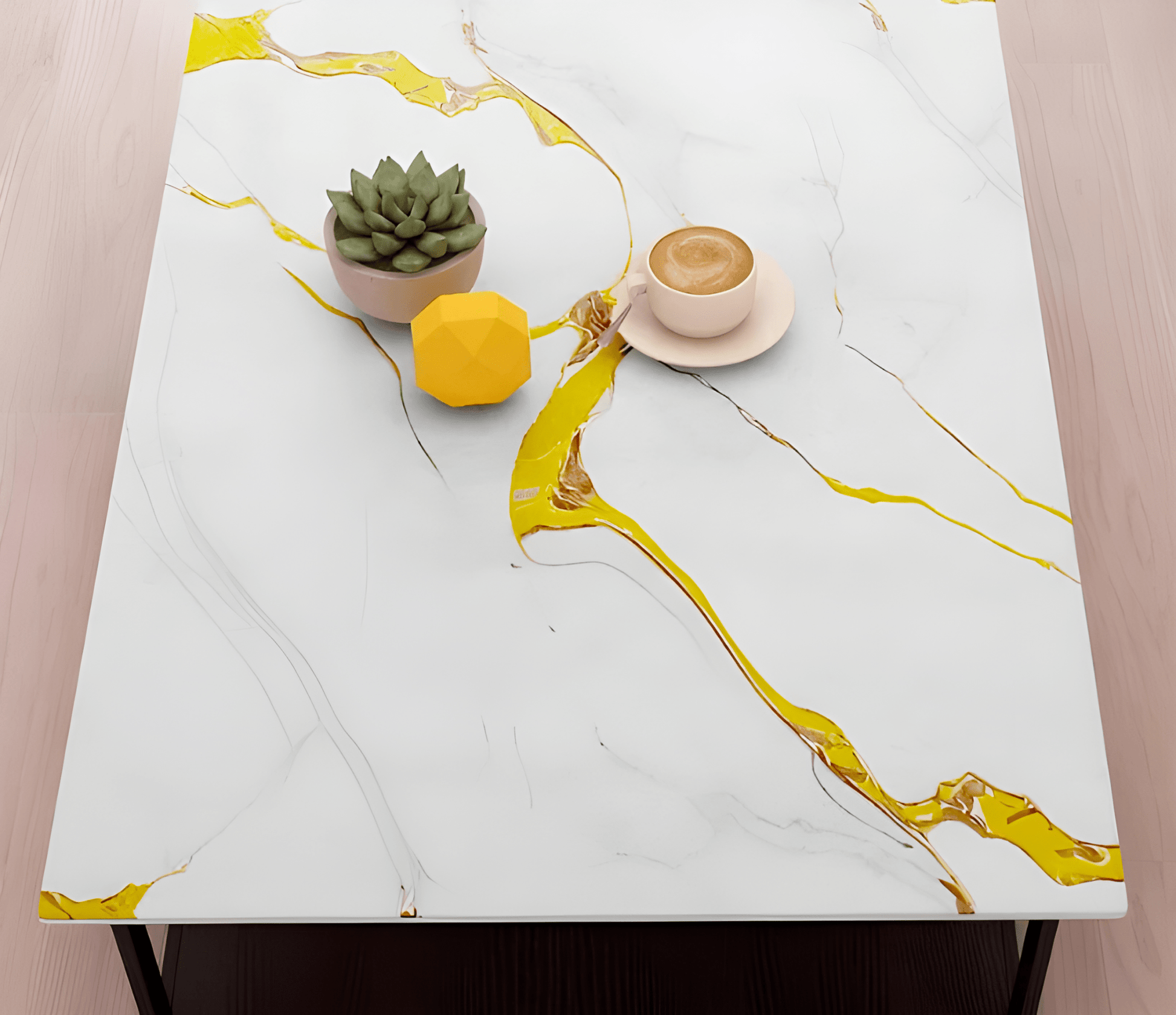 White & Gold Veins Marble Decor Sticker (6.5 Feet X 2 Feet) - Macmlone